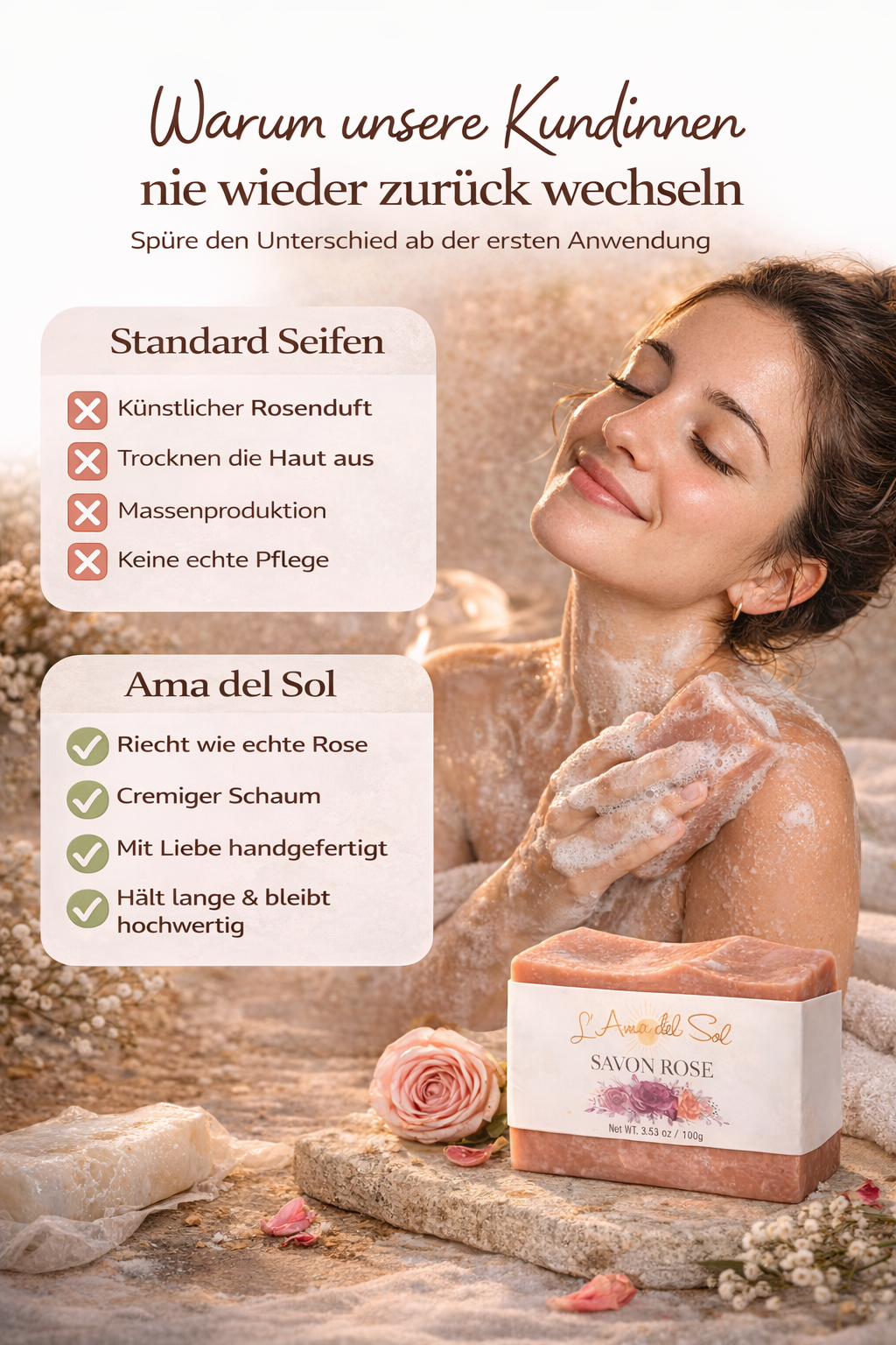 Handgemachte Rosen-Seife