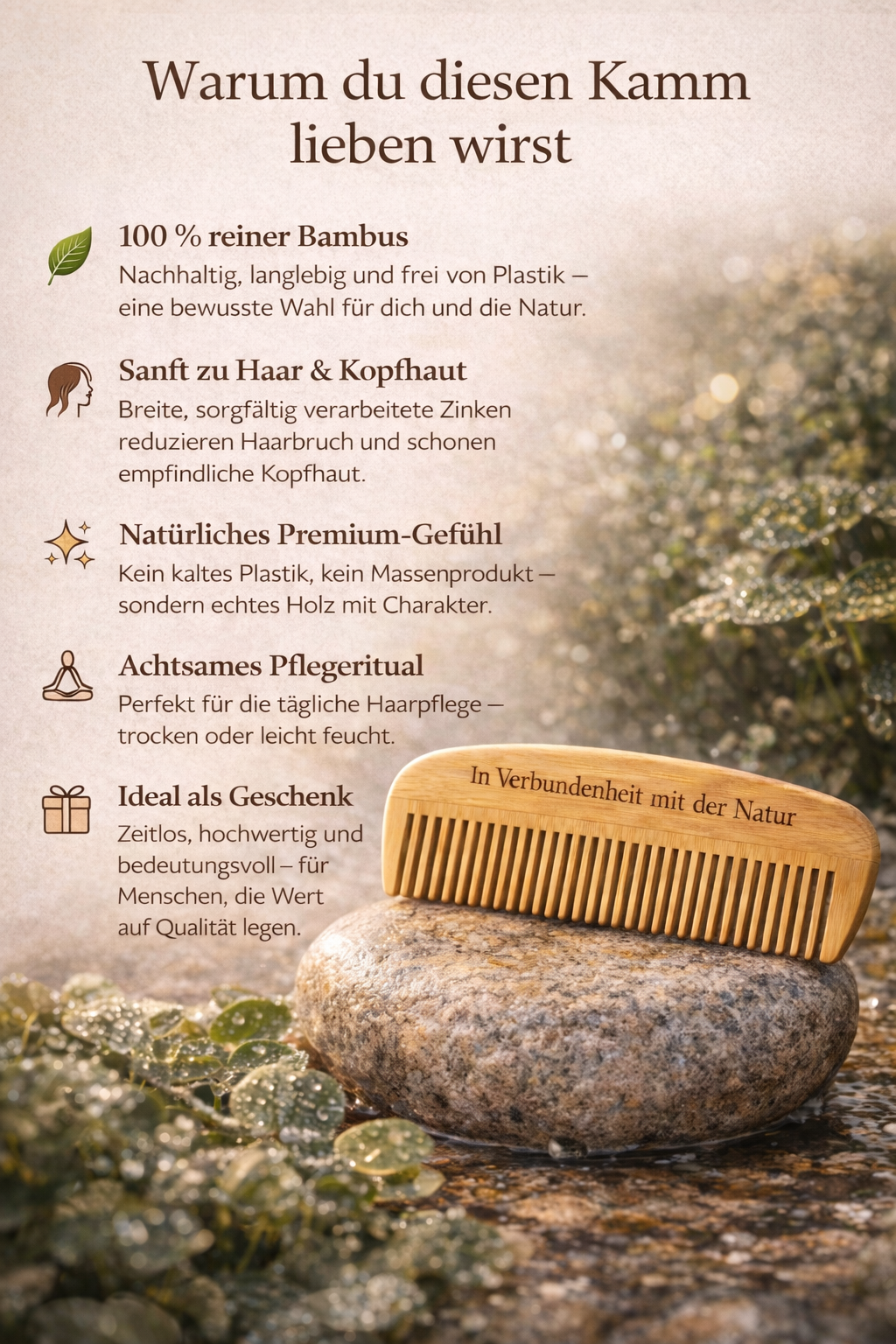 Natürlicher Bambuskamm